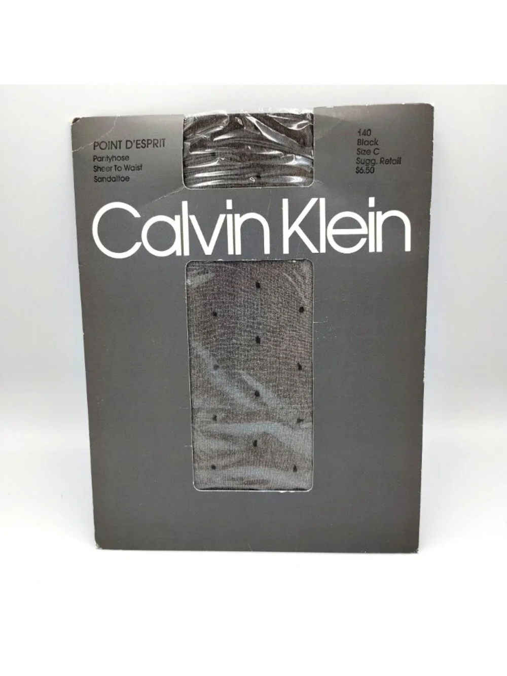 Calvin Klein Fashion Pantyhose Black Size C Sheer To Waist Sandaltoe Vintage